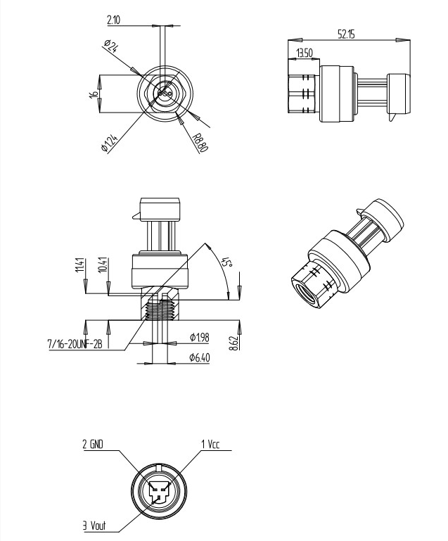 WNK HVAC Refrigeration Pressure Sensor Pressure Transmitter 0.5-4.5v 0